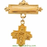 14K Yellow Gold 4-way Cross Baptismal Pin