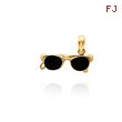 14K Yellow Gold Black Enameled Moveable Sunglasses Pendant