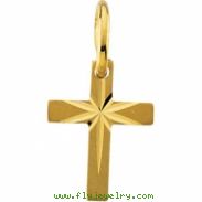 14K Yellow Gold Childs Cross Pendant With Star