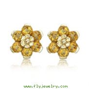 14K Yellow Gold Citrine Flower Earrings