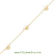 14K Yellow Gold Cultured Pearl Anklet