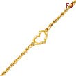 14K Yellow Gold Cut-Out Heart Rope Chain Anklet 10