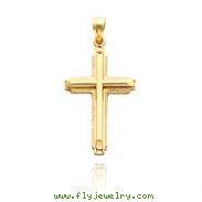 14K Yellow Gold Detailed Polished Cross Pendant