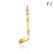14K Yellow Gold Diamond-Cut Hockey Stick Charm