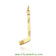 14K Yellow Gold Diamond-Cut Hockey Stick Charm