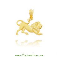 14K Yellow Gold Diamond Cut Lion Charm