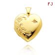 14K Yellow Gold Domed Heart-Shaped Floral Design & Diamond Family Locket