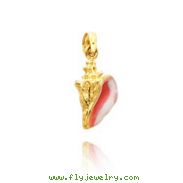 14K Yellow Gold Enameled Conch Shell Pendant