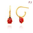 14K Yellow Gold Enameled Ladybug C-Hoop Earrings