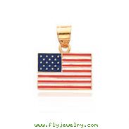 14K Yellow Gold Enameled United States Flag Pendant