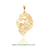 14K Yellow Gold Filigree Lion Head Pendant
