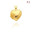 14K Yellow Gold Floral Design Domed Heart Locket