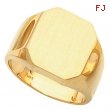 14K Yellow Gold Gents Octagon Signet Ring With Brush Finished Top