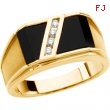 14K Yellow Gold Gents Onyx And Diamond Ring