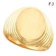 14K Yellow Gold Gents Signet Ring With Brush Finished Top