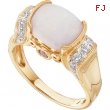 14K Yellow Gold Genuine Opal Pink Tourmaline And Diamond Ring