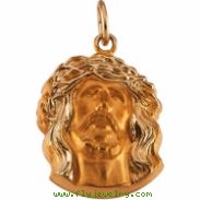 14K Yellow Gold Head Of Jesus With Crown Pendant