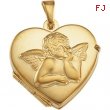 14K Yellow Gold Heart Shaped Locket With Angel