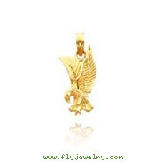 14K Yellow Gold Landing Eagle Pendant