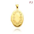 14K Yellow Gold Large Oval-Shaped Floral Trim Locket
