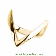14K Yellow Gold Long V Shaped Shank Metal Fashion Ring