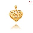 14K Yellow Gold Medium Filigree Diamond-Cut Heart Pendant