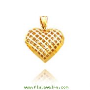 14K Yellow Gold Medium Mesh Heart Pendant