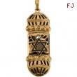 14K Yellow Gold Mezuzah Pendant With White And Blue Emamel
