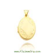 14K Yellow Gold Oval-Shaped Center Diamond Shape Locket