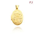 14K Yellow Gold Oval-Shaped Floral Scroll Locket