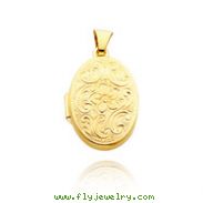 14K Yellow Gold Oval-Shaped Floral Scroll Locket
