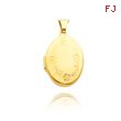 14K Yellow Gold Oval-Shaped Floral Trim Locket