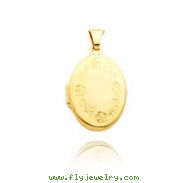 14K Yellow Gold Oval-Shaped Floral Trim Locket