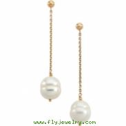 14K Yellow Gold Pair 09.00 - White Freshwater Cultured Circle Pearl Earring