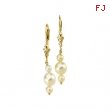 14K Yellow Gold Pair 3.0-3.5 And 5.5- Triple Pearl White Freshwater Earring