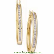 14K Yellow Gold Pair Diamond Hoop Earring