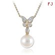 14K Yellow Gold Pearl & Diamond Necklace