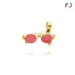 14K Yellow Gold Pink Enameled Sunglasses Pendant