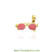 14K Yellow Gold Pink Enameled Sunglasses Pendant