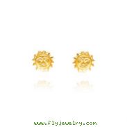 14K Yellow Gold Polished & Satin Sun Post Earrings