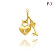 14K Yellow Gold Polished Heart Lock & Key Pendant
