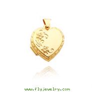14K Yellow Gold Reversible Heart-Shaped "Love You Always" Floral Locket