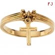 14K Yellow Gold Ring With Cross Attached