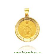 14K Yellow Gold Round Miraculous Medal Pendant