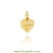 14K Yellow Gold Small "Grandma" Textured Heart Charm