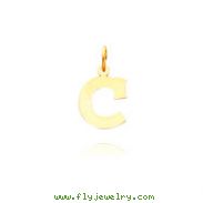 14K Yellow Gold Small Block Initial "C" Charm