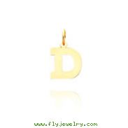 14K Yellow Gold Small Block Initial "D" Charm