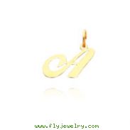 14K Yellow Gold Small Fancy Script Initial "A" Charm