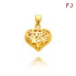 14K Yellow Gold Small Filigree Diamond-Cut Heart Pendant