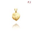 14K Yellow Gold Small Heart-Shaped Floral Locket